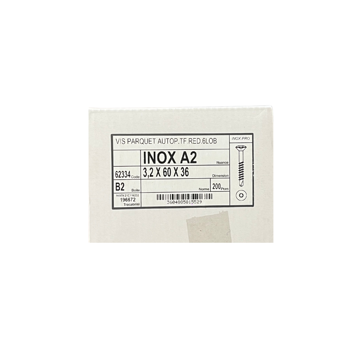 Vis Inox 3.2x60 Boite de 200 pièces