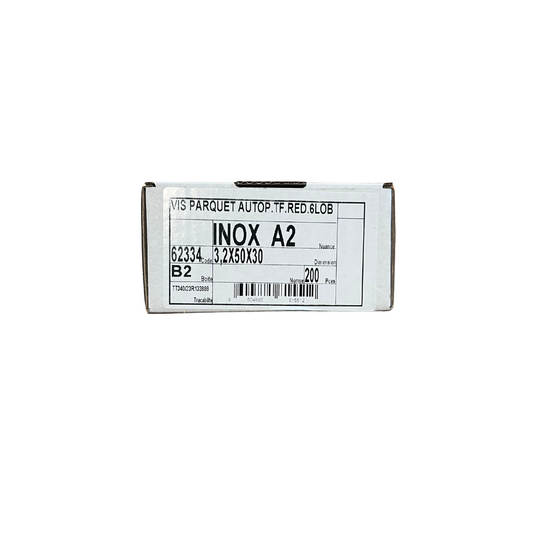 Vis Parquet Tête Fraisée Réduite Inox A2 3.2x50/30 Boite de 200 pièces