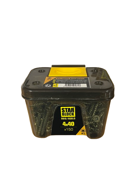 Vis Bois tête fraisée 4x40 Acier zingué blanc Boite de 150